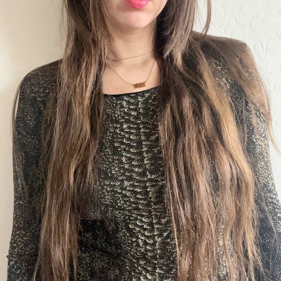 Bebe Black Gold Tie Back Bodysuit - Picture 3 of 9